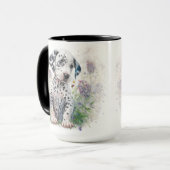 ADORABLE WATERCOLOR DALMATINER PUPPING HUNDE BLUME TASSE (Vorderseite Links)