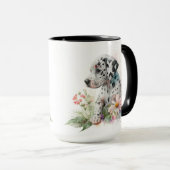 ADORABLE WATERCOLOR DALMATINER PUPPING HUNDE BLUME TASSE (VorderseiteRechts)