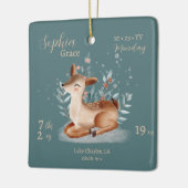 Adorable Watercolor Deer Baby Birth Stats Keramikornament (Links)