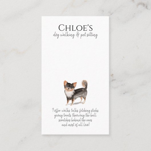 Adorable Watercolor Dog Walker Pet Sitter Visitenkarte (Vorderseite)