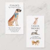 Adorable Watercolor Dog Walker Pet Sitter Visitenkarte (Vorne/Hinten)