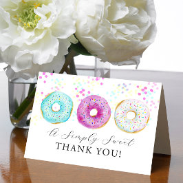 Adorable Watercolor Donut Themed  Dankeskarte