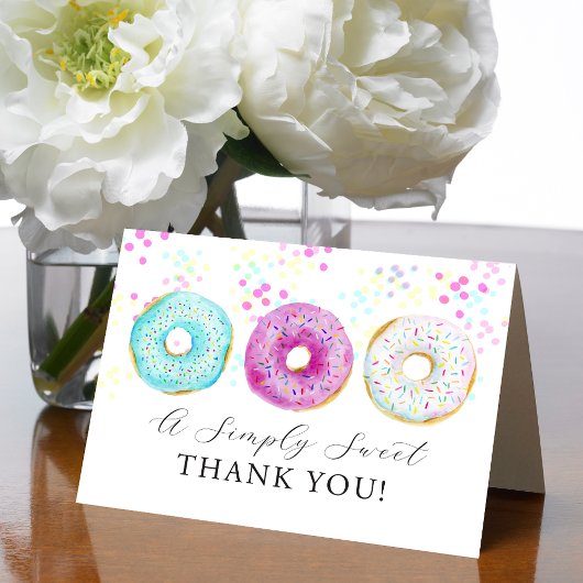 Adorable Watercolor Donut Themed  Dankeskarte