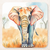 Adorable Watercolor Elephant Rechteckiger Pappuntersetzer (Vorderseite)
