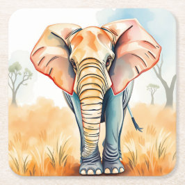 Adorable Watercolor Elephant Rechteckiger Pappuntersetzer
