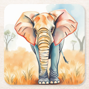Adorable Watercolor Elephant Rechteckiger Pappuntersetzer