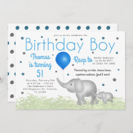 Adorable Watercolor Elephants Boy Birthday Party Einladung