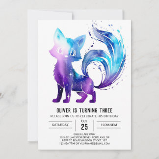 Adorable Watercolor Fox Digital Boy Geburtstag Einladung