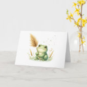 Adorable Watercolor Frosch mit Pampas-Gras-Blank Karte (Gelbe Blume)