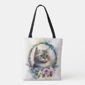 ADORABLE WATERCOLOR GRAU TABBY KITTEN BLUME TASCHE (Rückseite)