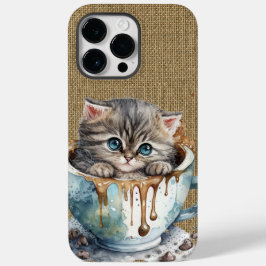 ADORABLE WATERCOLOR GRAU TABBY KITTEN IN CUP Case-Mate iPhone 14 PRO MAX HÜLLE