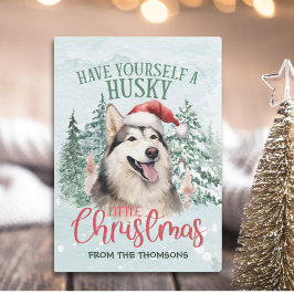 Adorable Watercolor Husky Weihnachten