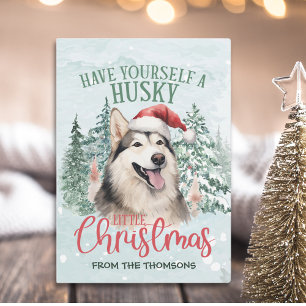 Adorable Watercolor Husky Weihnachten