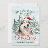 Adorable Watercolor Husky Weihnachten (Vorderseite)