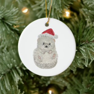 Adorable Watercolor Igel Weihnachten Keramik Ornament