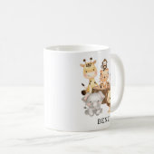 Adorable Watercolor Jungle Safari Animals Monogram Kaffeetasse (VorderseiteRechts)