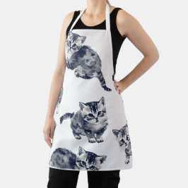 Adorable Watercolor Kitten Muster Niedlich Stilvol Schürze