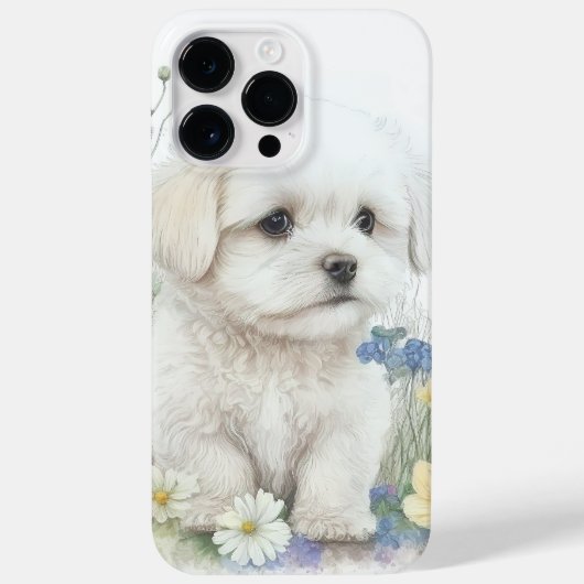 ADORABLE WATERCOLOR MALTESISCHE PUPPY HUND Case-Mate iPhone HÜLLE (Rückseite)