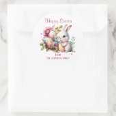 Adorable Watercolor Ostersonne Klassische Runde Runder Aufkleber (Tasche)