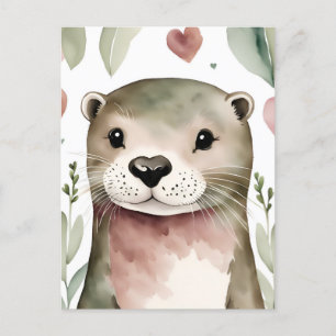 Adorable Watercolor Otter Postkarte