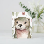 Adorable Watercolor Otter Postkarte (Stehend Vorderseite)