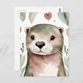 Adorable Watercolor Otter Postkarte (Vorne/Hinten)