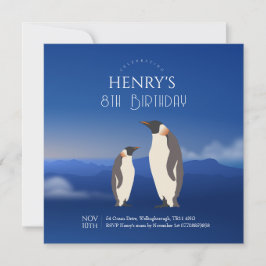 Adorable Watercolor Pinguin Arktis Geburtstag Einladung
