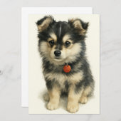 Adorable Watercolor Pomchi Puppy Dankeskarte (Vorne/Hinten)