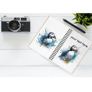 Adorable Watercolor Puffin, kundenspezifisch Notizblock
