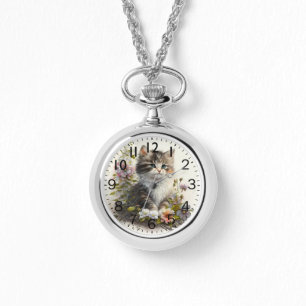 Adorable Watercolor Ragamuffin Kitten Print Armbanduhr