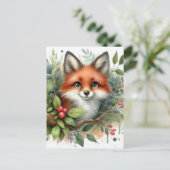 Adorable Watercolor Red Fox Postkarte (Stehend Vorderseite)
