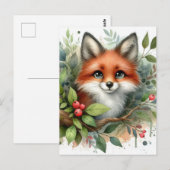 Adorable Watercolor Red Fox Postkarte (Vorne/Hinten)