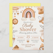 Adorable Watercolor Safari Kinderdusche Einladung (Vorne/Hinten)