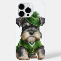 ADORABLE WATERCOLOR SCHNAUZER HUND IN GRÜN GEHALTE