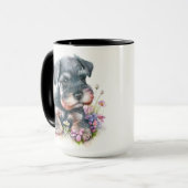 ADORABLE WATERCOLOR SCHNAUZER PUPPY DOG TASSE (Vorderseite Links)