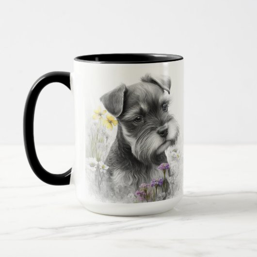 ADORABLE WATERCOLOR SCHNAUZER PUPPY DOG TASSE (Links)