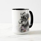 ADORABLE WATERCOLOR SCHNAUZER PUPPY DOG TASSE (VorderseiteRechts)