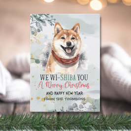 Adorable Watercolor Shiba Inu Weihnachten
