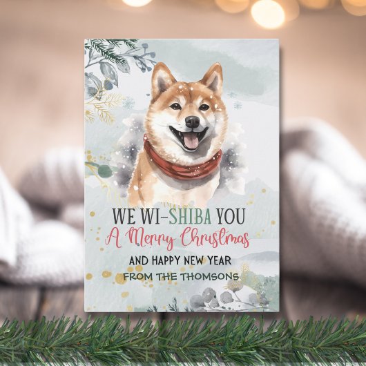 Adorable Watercolor Shiba Inu Weihnachten