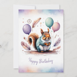 Adorable Watercolor Squirrel Happy Birthday Feiertagskarte