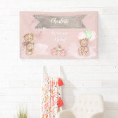 Adorable Watercolor Teddy Bear Baby Dusche Banner (Insitu)