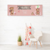 Adorable Watercolor Teddy Bear Baby Dusche Banner (Insitu)