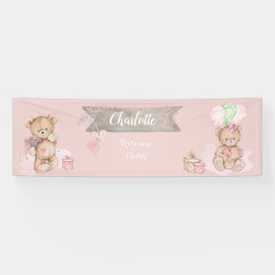 Adorable Watercolor Teddy Bear Baby Dusche Banner