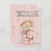Adorable Watercolor Teddy Bear Baby Dusche Dankeskarte (Vorne/Hinten)