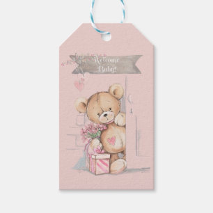 Adorable Watercolor Teddy Bear Baby Dusche Geschenkanhänger