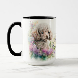 ADORABLE WATERCOLOR WHITE FRANZÖSISCH PODLE PUPPY TASSE