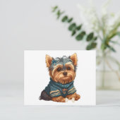 Adorable Watercolor Yorkshire Terrier Puppy Postkarte (Stehend Vorderseite)