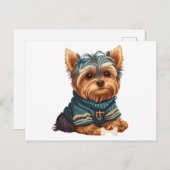 Adorable Watercolor Yorkshire Terrier Puppy Postkarte (Vorne/Hinten)