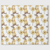 Adorable Weasel mit gelben, gelben Blumen Geschenkpapier (Flach)