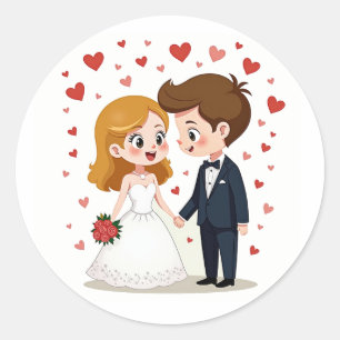Adorable Wedding Couple Stickers